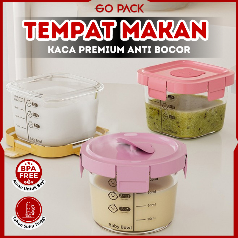 Toples Tempat Penyimpanan Makanan Gelas Kaca Anti Tumpah Tahan Panas Microwave Kulkas Kedap Peralatan Makan Mangkok Piring Kontainer Lunch Box Kotak Snack Camilan Glass Jar Baby Food Container Plastik Mpasi