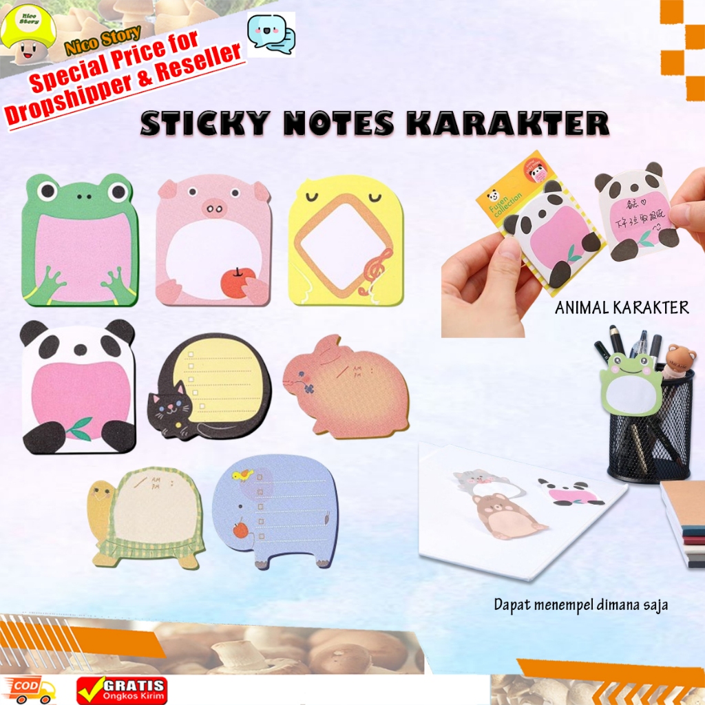 Jual (ncs) Memo Sticky Notes Zoo Animal buku catatan kecil mini book ...