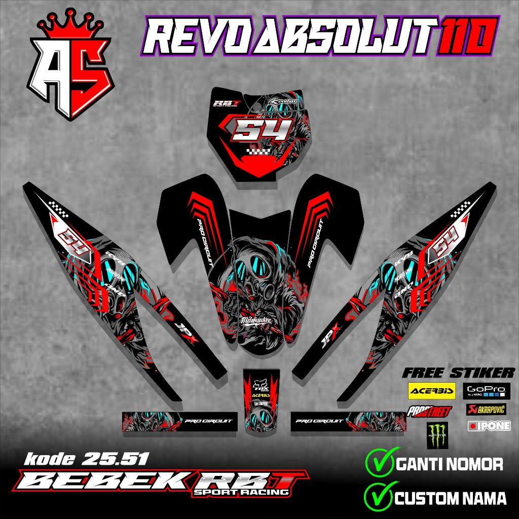 Jual (COD) Stiker Variasi RBT/GTX REVO ABSOLUTE 110 Stiker Decal ...