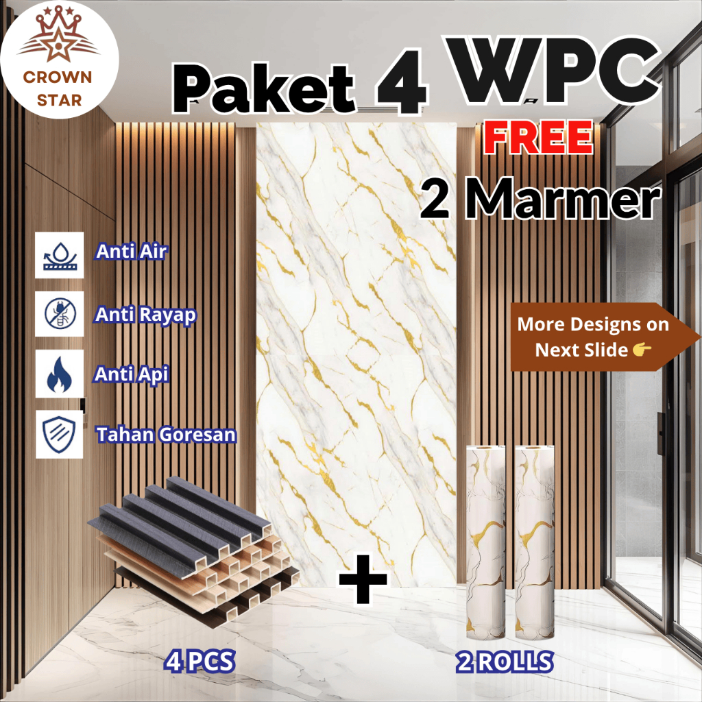Jual (WPC FREE MARMER) WPC WALL PANEL 3 METER FREE MARMER ROLL 1,2 X 3 ...