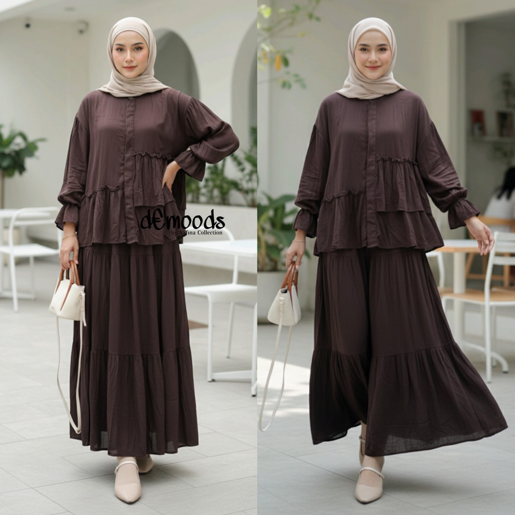 Jual Hana Set Bahan Rayon Twill Setelan Rok Susun Wanita Busui Friendly ...