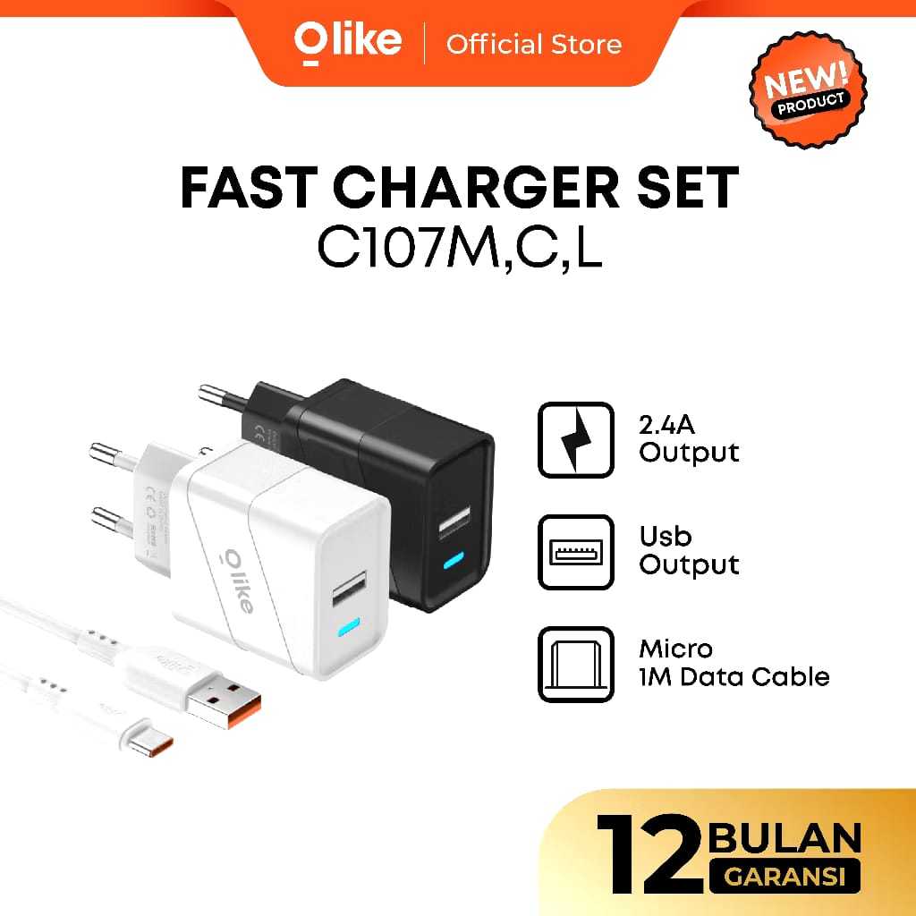 Jual OLIKE C107 NEW Charger Set C107C / C107L Charger Fast Charging 2 ...