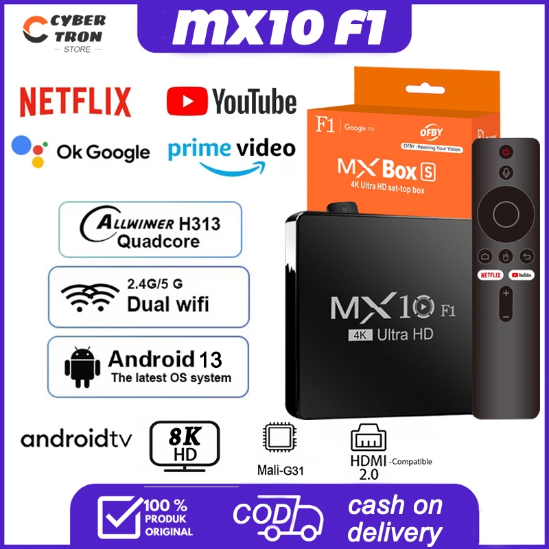 Jual Android Tv Box MX10 F1 Android 14 Allwinner H3 Quad core Wifi 2.4G ...