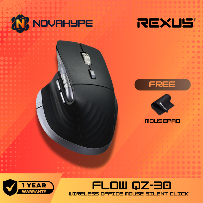 Jual Rexus Flow QZ30 Wireless Office Mouse Ergonomic Silent Click ...