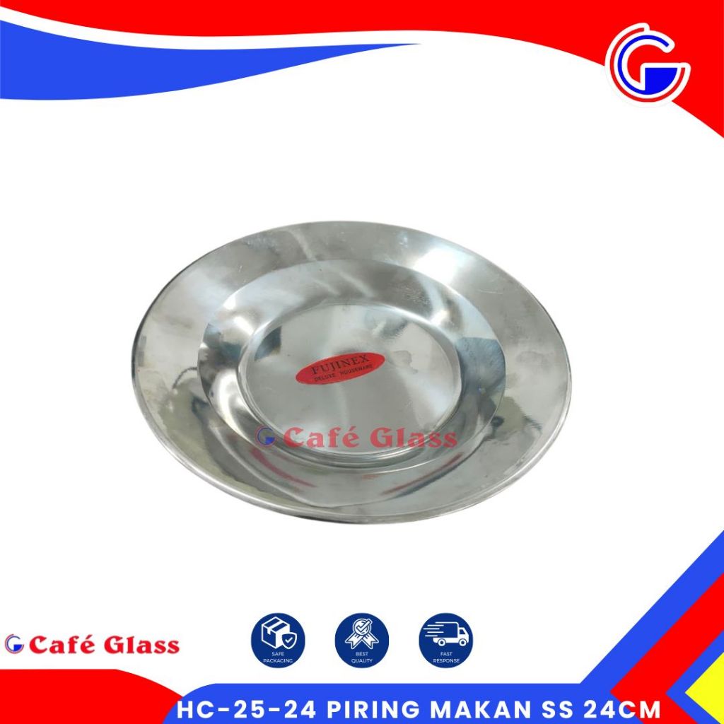 Piring Makan Stainless Fujinex 24Cm / Piring Makan Anti Karat / Piring Jadul Stainless