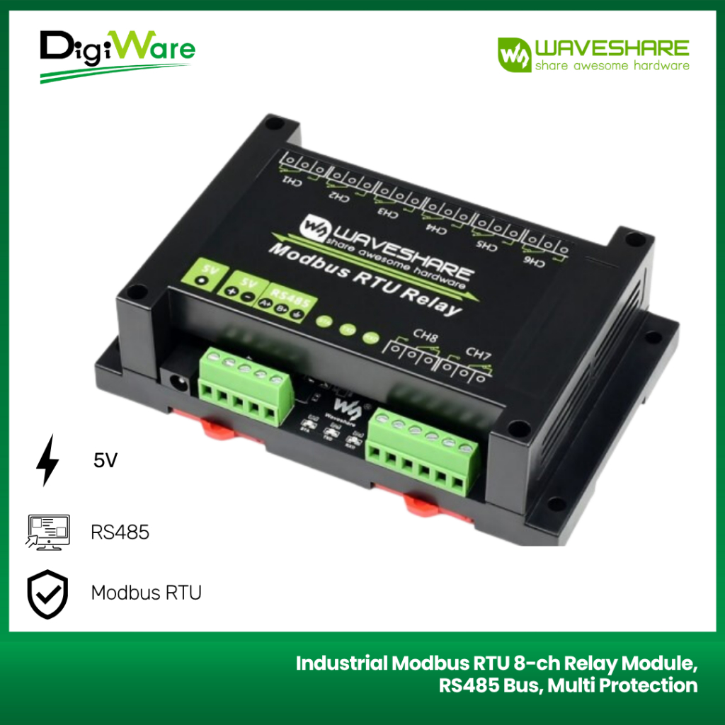 Jual Industrial Modbus RTU 8-ch Relay Module, RS485 Bus, Multi ...