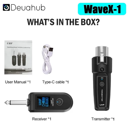 Deuahub UHF XLR Adapter System Wireless Microphone Transmitter Receiver System For Dynamic Microphone