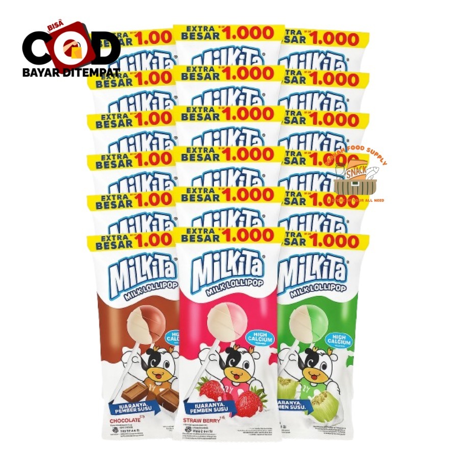 Jual [BERKAH]Milkita Lollipop Renceng 10Pcs x 9gr Coklat Strawberry ...