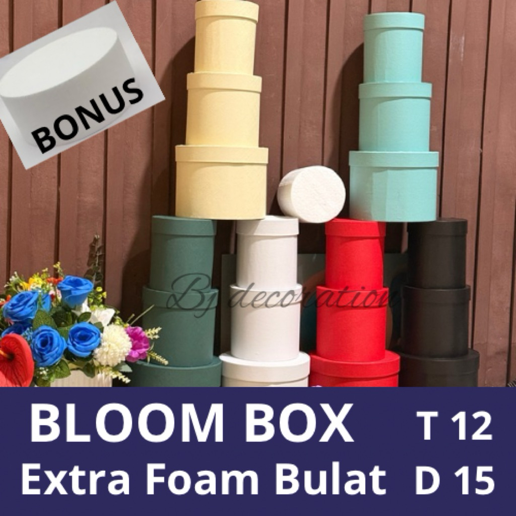 Jual Box Bulat buket / BLOOM BOX D15 T12 FREE DUMMY FOAM bahan super ...