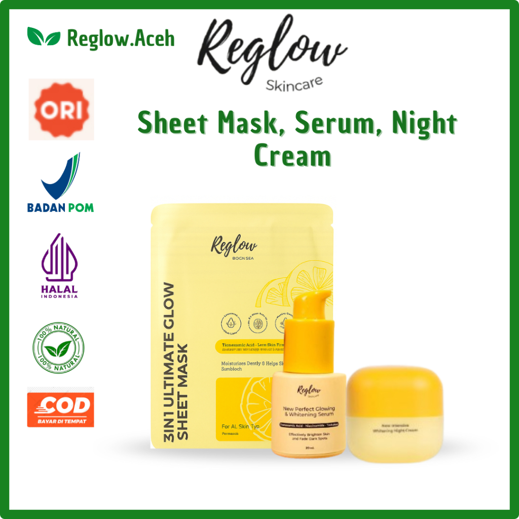Jual Reglow 3 in 1 Ultimate Glow Sheet Mask with Jeju Lemon & Perfect ...