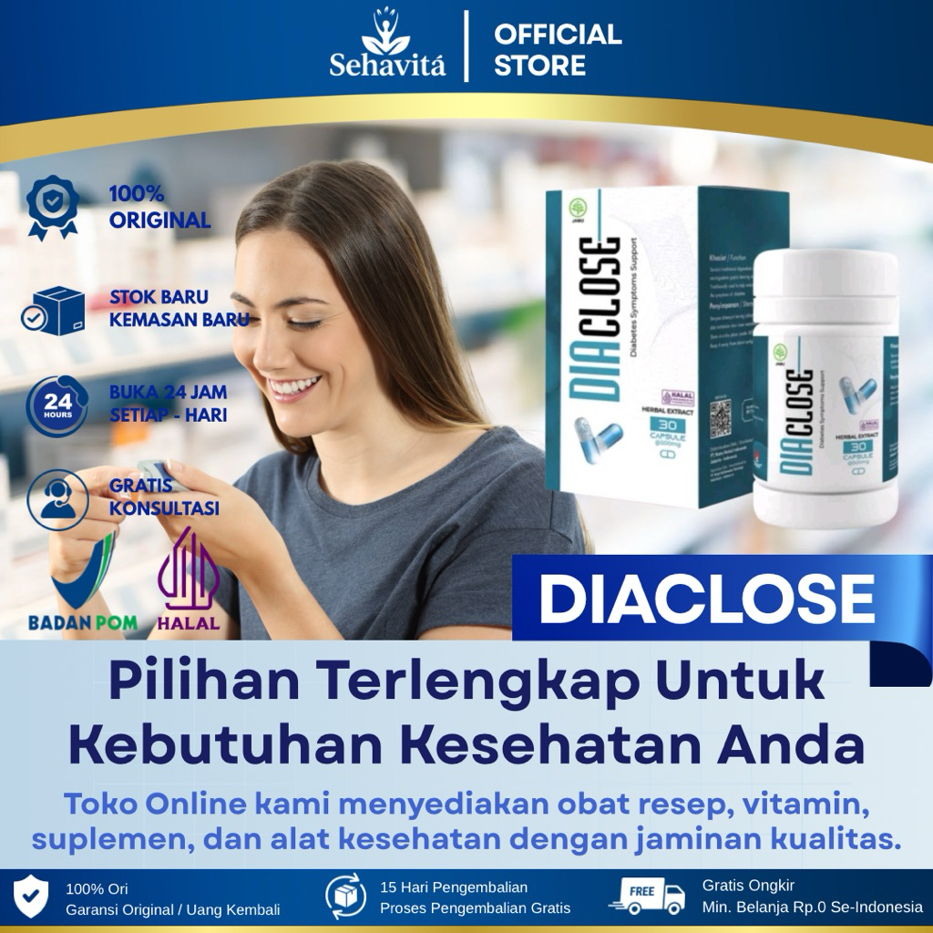 Diaclose Asli 100% Original Herbal Obat Diabetes Kencing Manis Ampuh Resmi BPOM