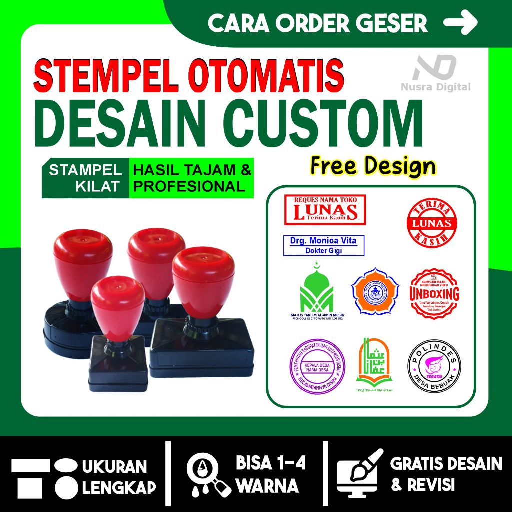 Jual Stempel Custom flash, stempel cutom nama, stempel flash (otomatis ...