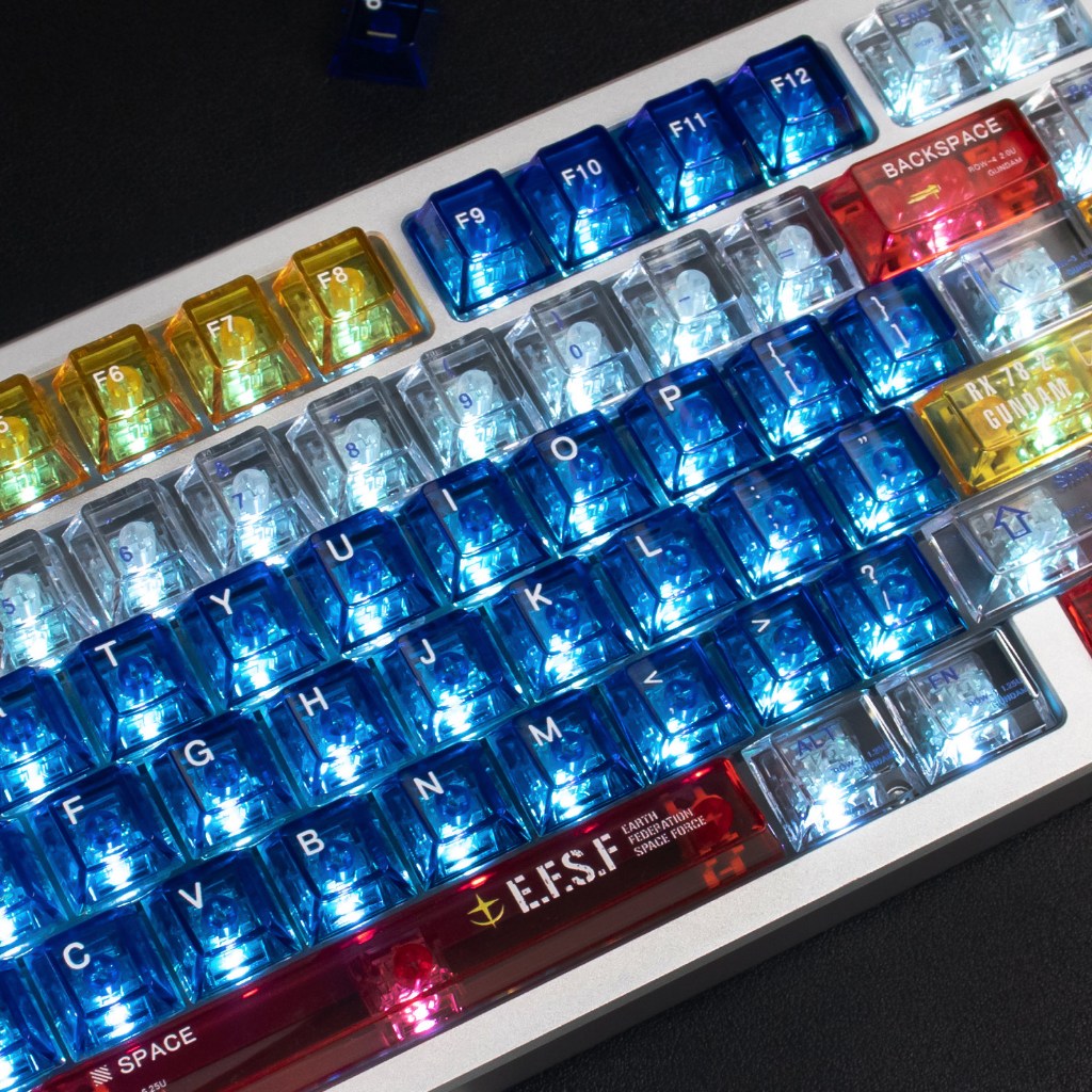 Jual Yongqiu Gundam Keycaps Transparent Biru RGB cahaya menembus Cherry ...