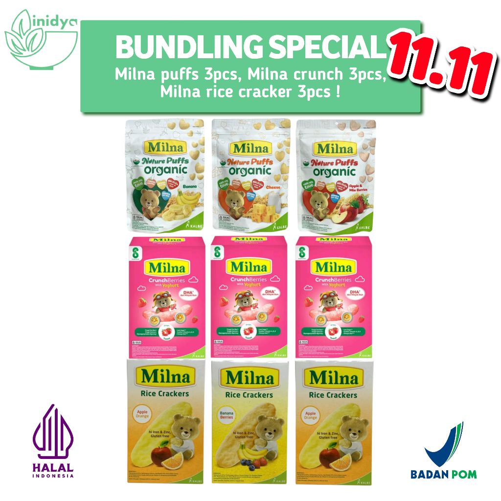 Jual SPESIAL BUNDLING MILNA Isi 9 pcs. milna nature puffs milna crunch ...