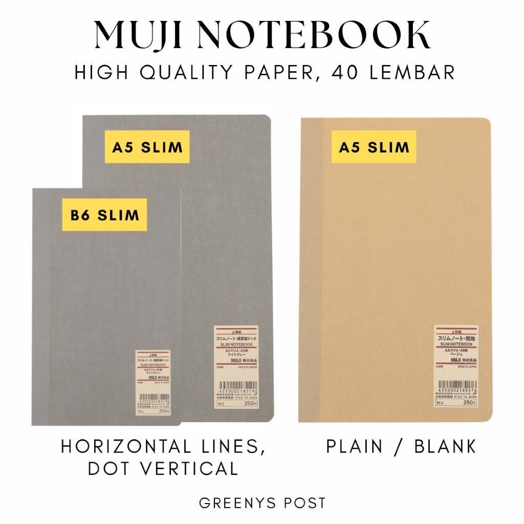 Jual Muji Notebook Note Plain Grid Lined Buku Catatan | Shopee Indonesia
