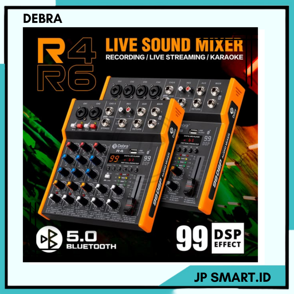 Jual Debra R4/R6 99DSP Audio Mixer DJ Controler Sound Mixing Stereo 6.5 ...