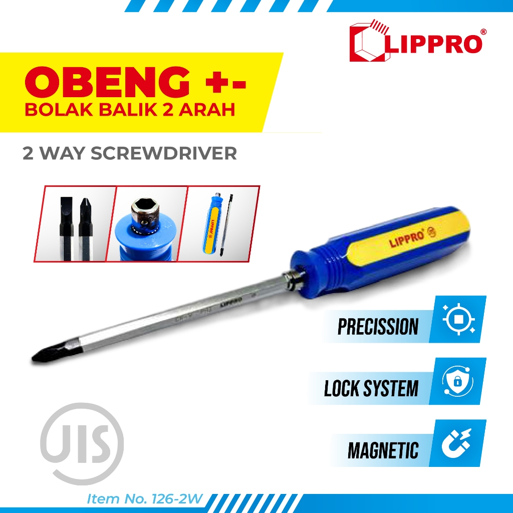 Jual Lippro Obeng 2 way bolak balik +- 6 x 125mm Presisi Magnetic plus ...