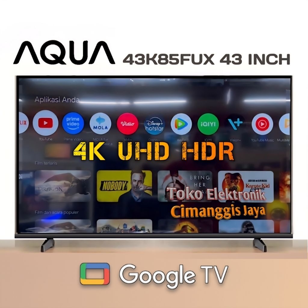 Jual google android smart tv led Aqua 43 inch digital 43H5F dan ...