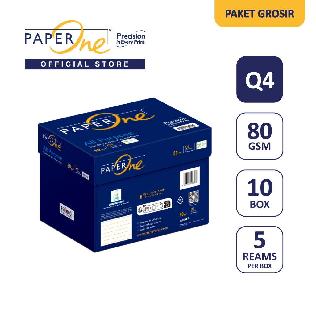 [GROSIR] PaperOne Kertas 80gr All Purpose 10 Box (50 Rim) Kertas HVS Kertas Fotocopy - Free Ongkir (4)