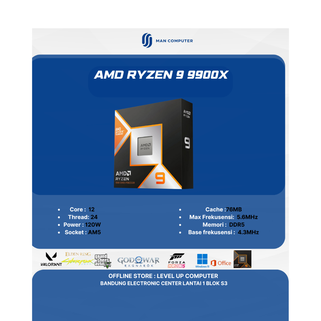 Jual AMD Ryzen 9 9900X 12-Core Processor dengan 12 Core Performa Tinggi ...