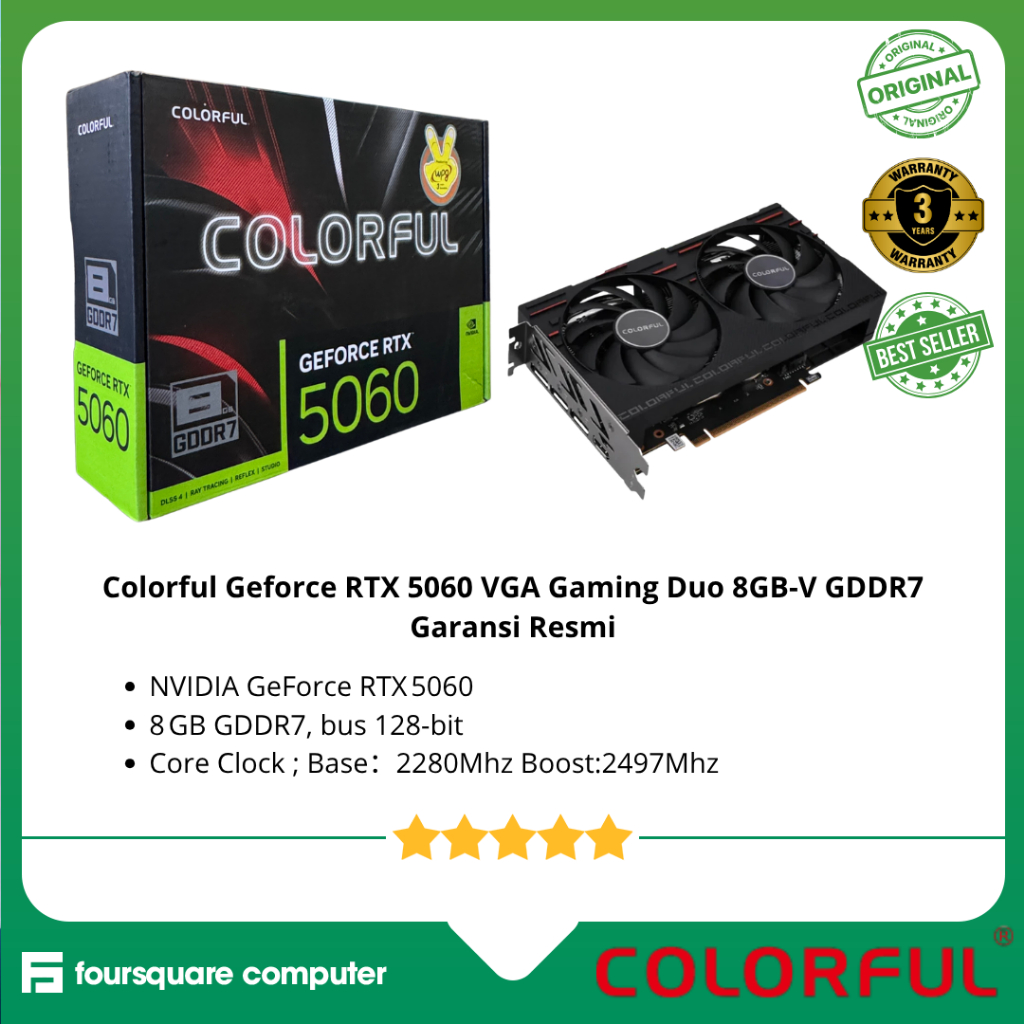 Jual Colorful Geforce RTX 5060 VGA Gaming Duo 8GB-V GDDR7 Garansi Resmi ...