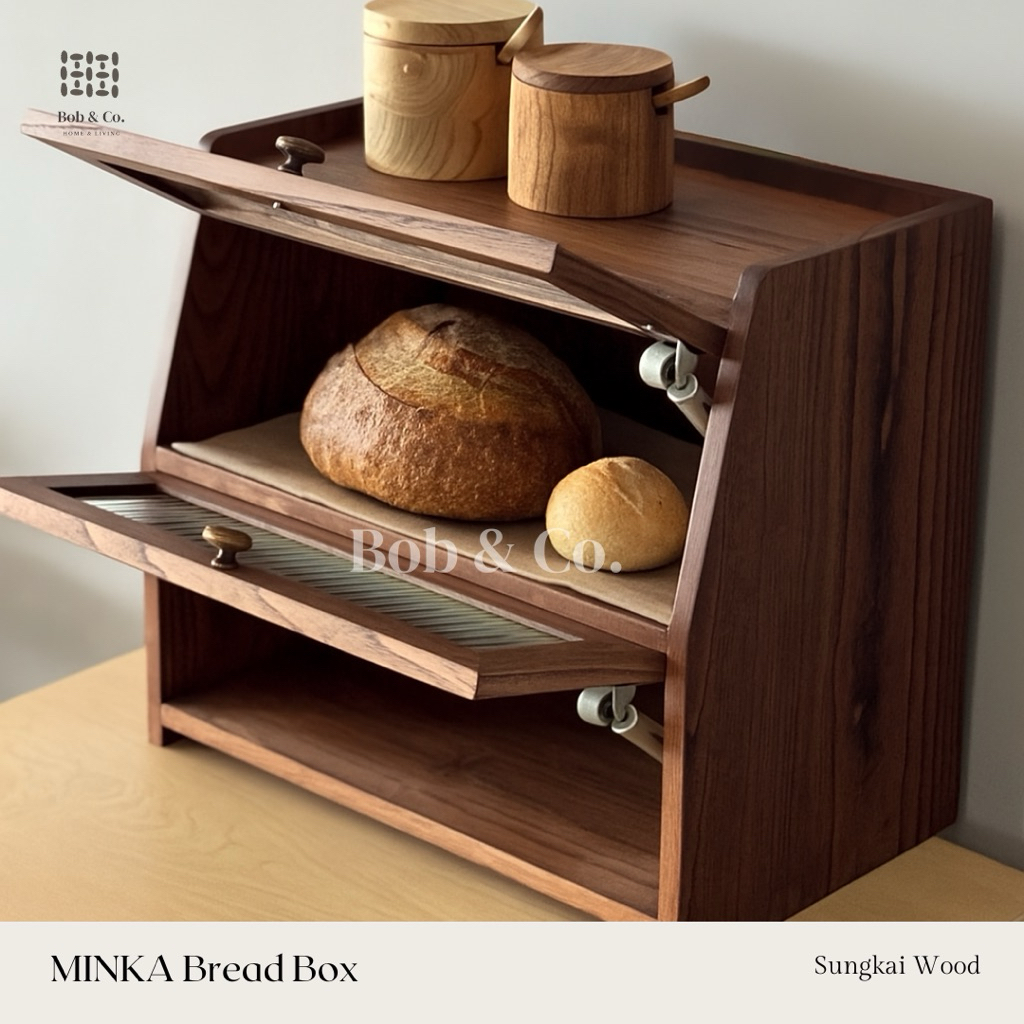 Jual Tempat Roti 2 Tingkat Bahan Kayu / Wooden Bread Box 2 Tier - MINKA ...
