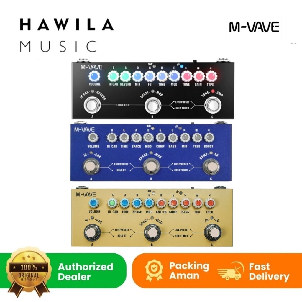 mvave M-Vave Cube Baby Elektrik - Akustik - Bass Pedal Multi Efek Gitar Rechargeable Multi Effect Original