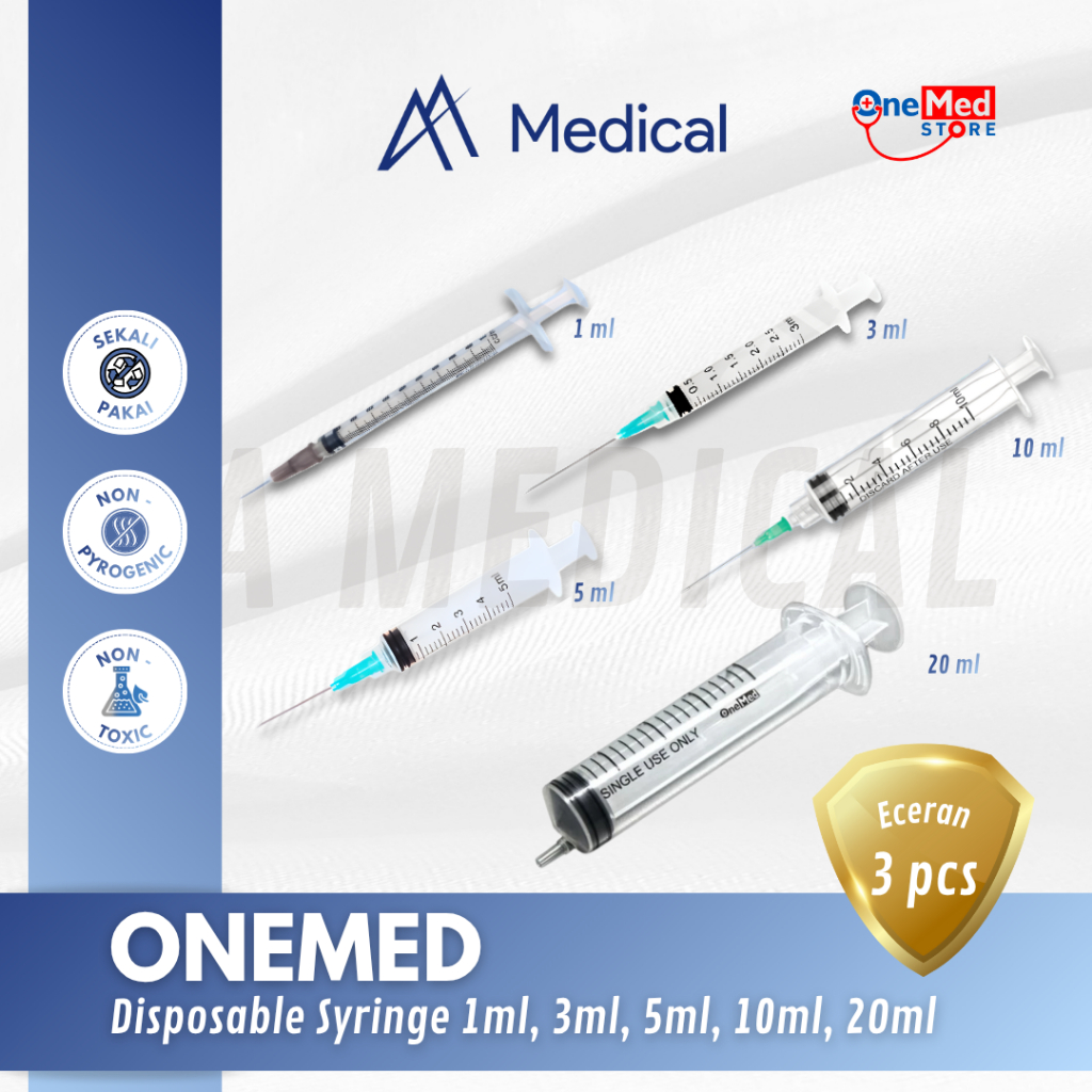 Jual ONEMED Disposable Syringe Spuit Spet 1ml 3ml 5ml 10ml 20ml Ecer ...
