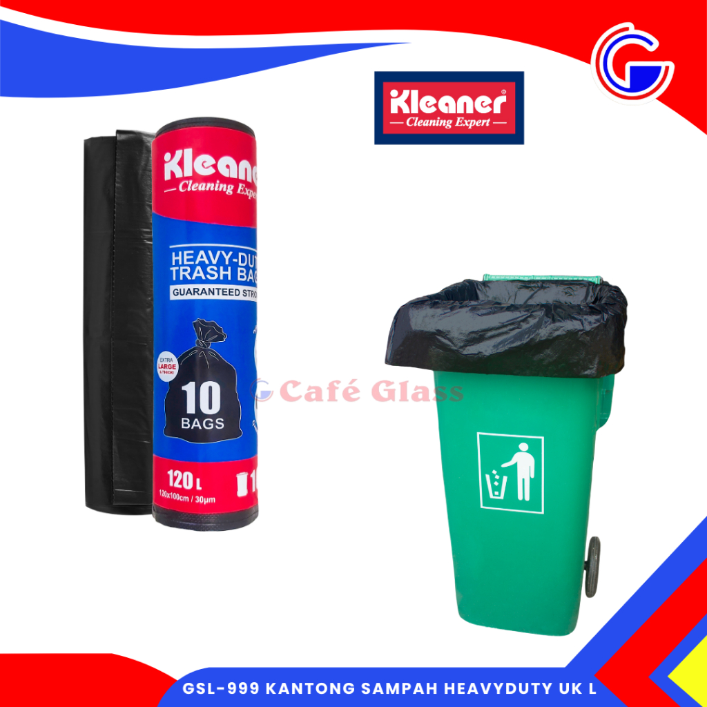 Kantong Sampah 120 Liter Heavy Duty - Plastik Sampah Extra Large - Gsl-999 Kleaner Isi 10