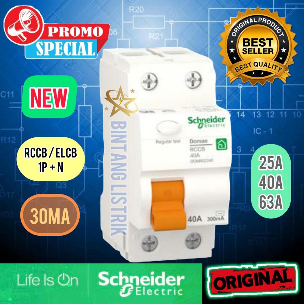 Jual ORIGINAL SCHNEIDER RCCB / ELCB 1P 25A/ 40A /63A DOMAE 30MA 1POLE ...