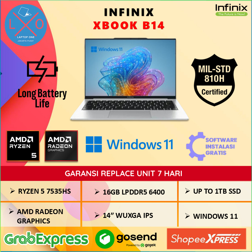 Jual Laptop Infinix Xbook B14 Ryzen 5 7535HS 16GB 1TB 14.0