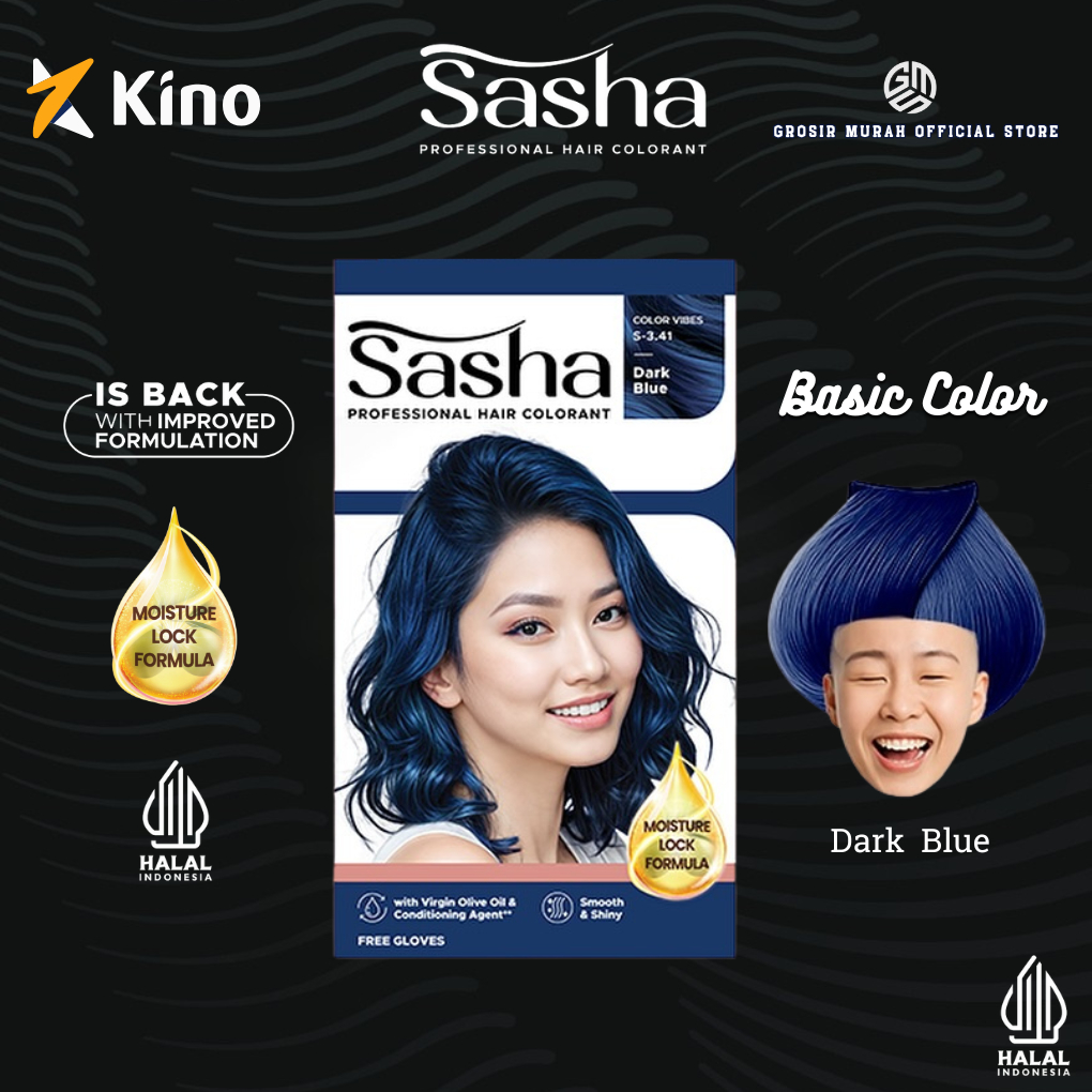 Jual Sasha Hair Colorant 25gr Dark Blue Cat Rambut Biru Gelap ...