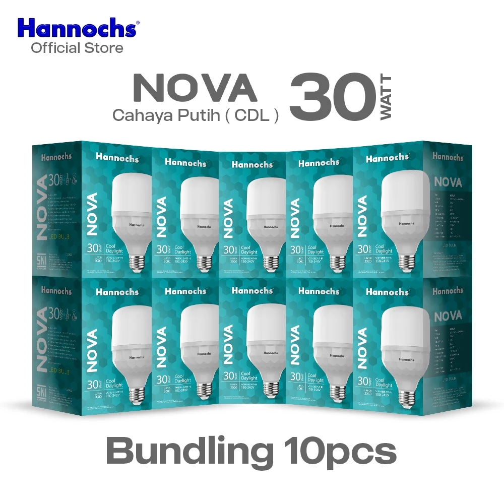 Hannochs Lampu Bohlam LED NOVA 30W Cahaya Putih Paket isi 10pcs - foto 1
