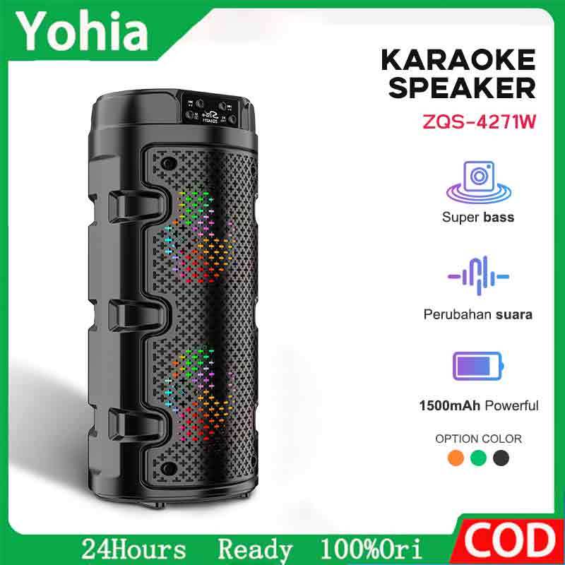 Jual Speaker Bluetooth Karaoke 2 Microphone Wireless Salon Portable RGB ...