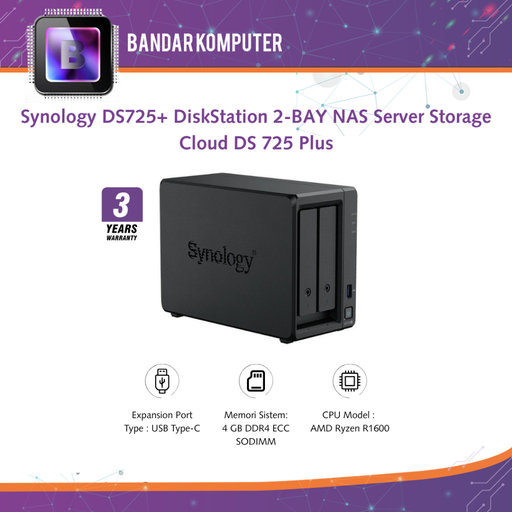 Jual Synology DS725+ DiskStation 2-BAY NAS Server Storage Cloud DS 725 ...