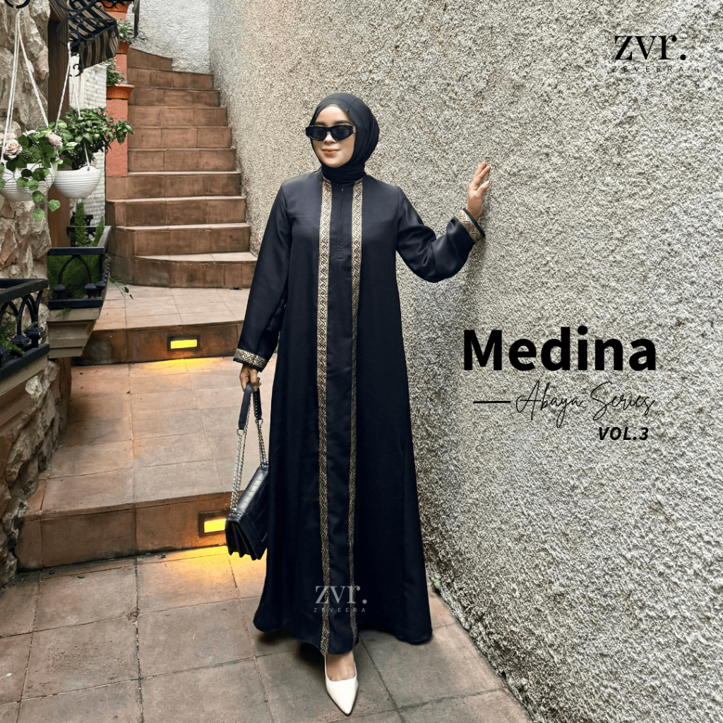 Zeveera Medina Abaya Vol 3 | Dress Gamis Syari Bordir Umroh Shakila Premium