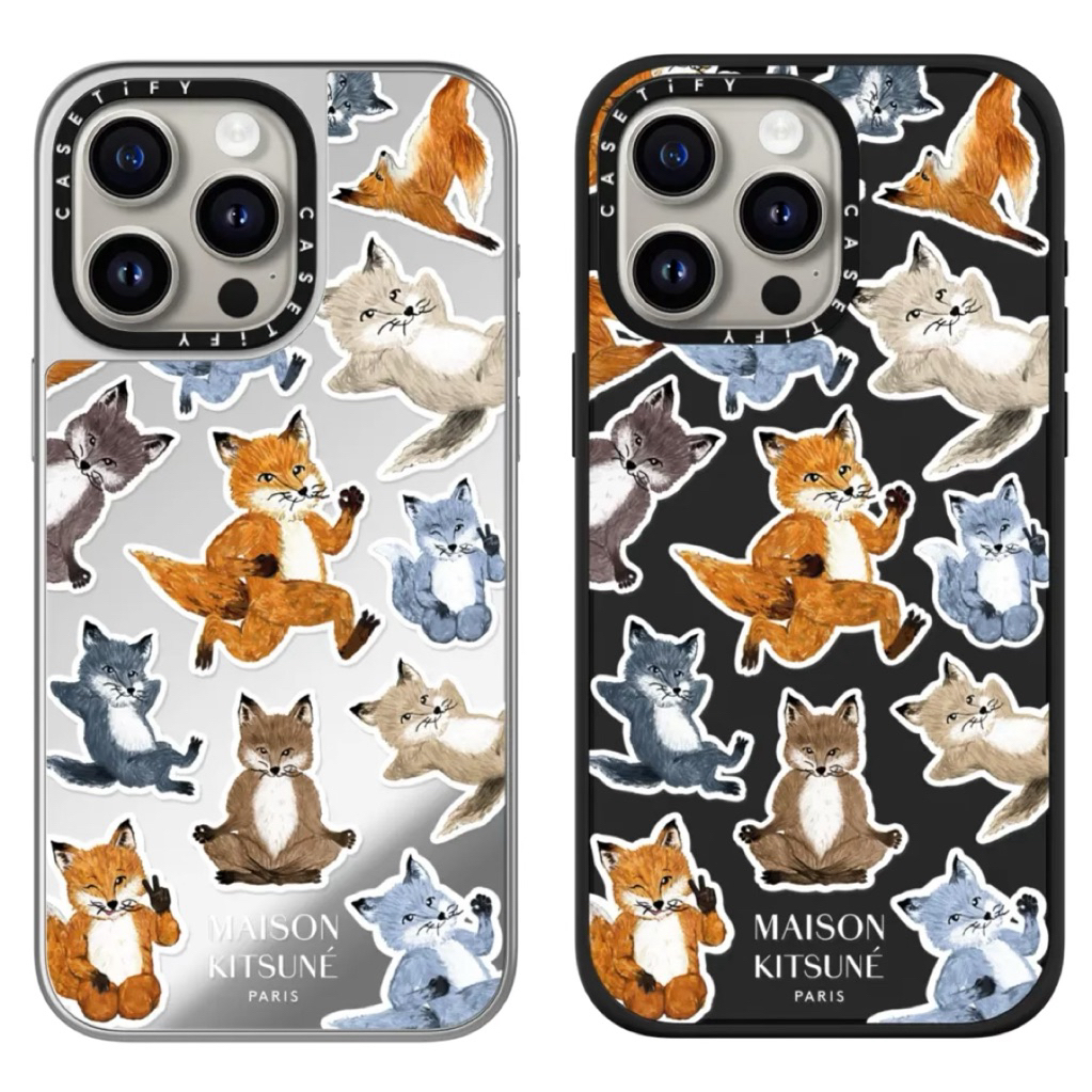 iPhoneアクセサリー Maison Kitsune Fox Medley Case Jual ‼️ PRE-ORDER ‼️ MAISON KITSUNE FOX MEDLEY MIRROR/ BLACK