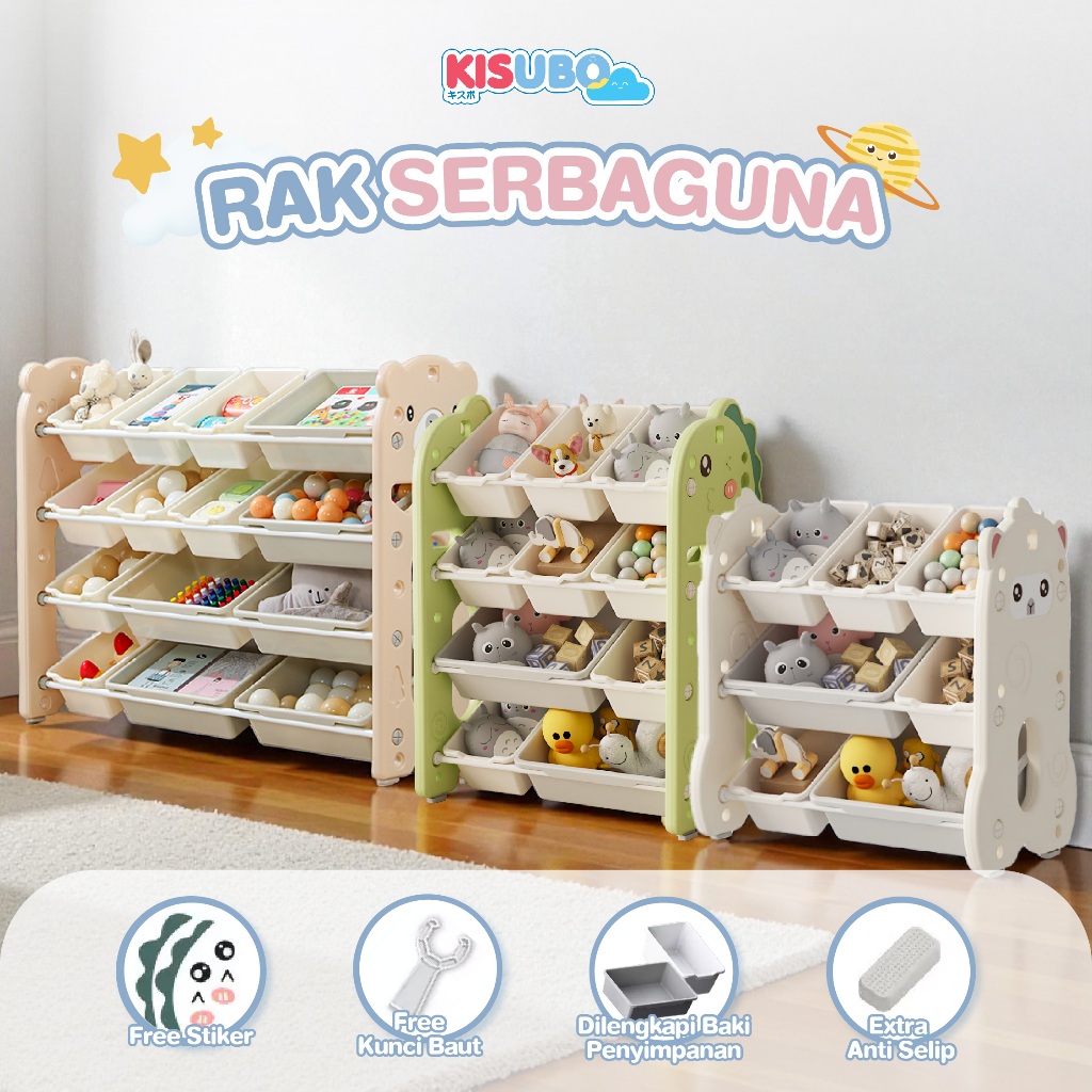 Jual KISUBO Rak Mainan Anak Karakter Serbaguna Rak Susun Mainan Rak ...