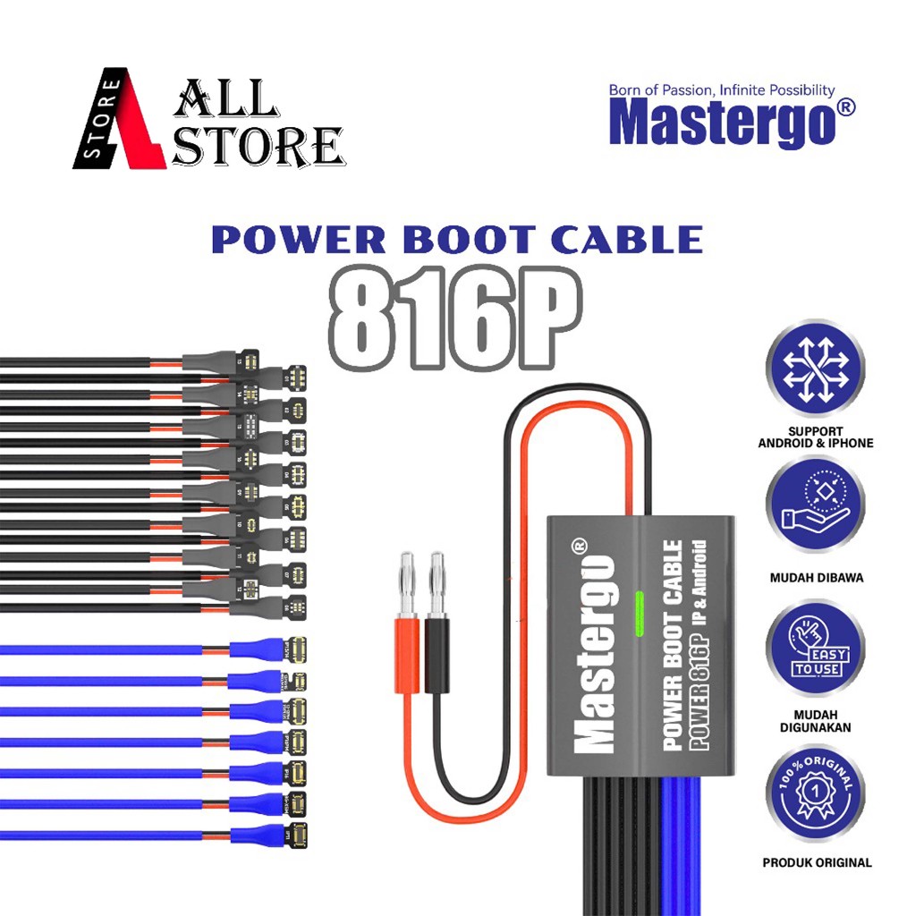 Jual MASTERGO 816P POWER BOOT CABLE KABEL POWER IPHONE ANDROID ORIGINAL ...