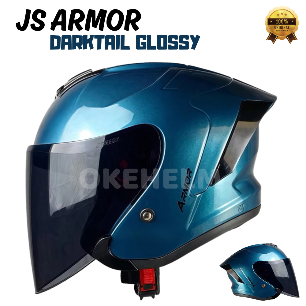 Jual Helm JS Armor Darktail Glossy Single Visor - Helm Half Face SNI ...