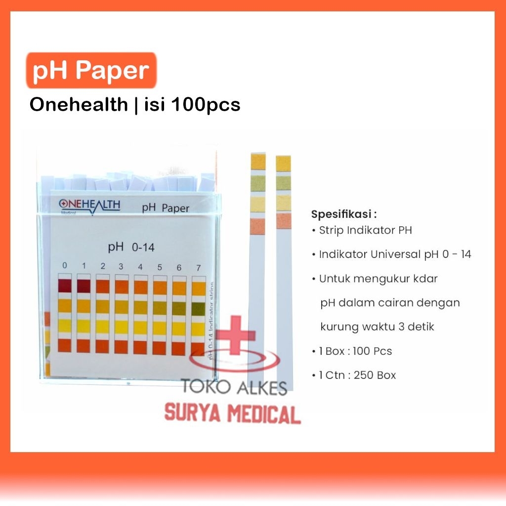 Jual Kertas pH Meter 0-14 Onehealth pH Paper Asam Basa Box isi 100 Pcs ...