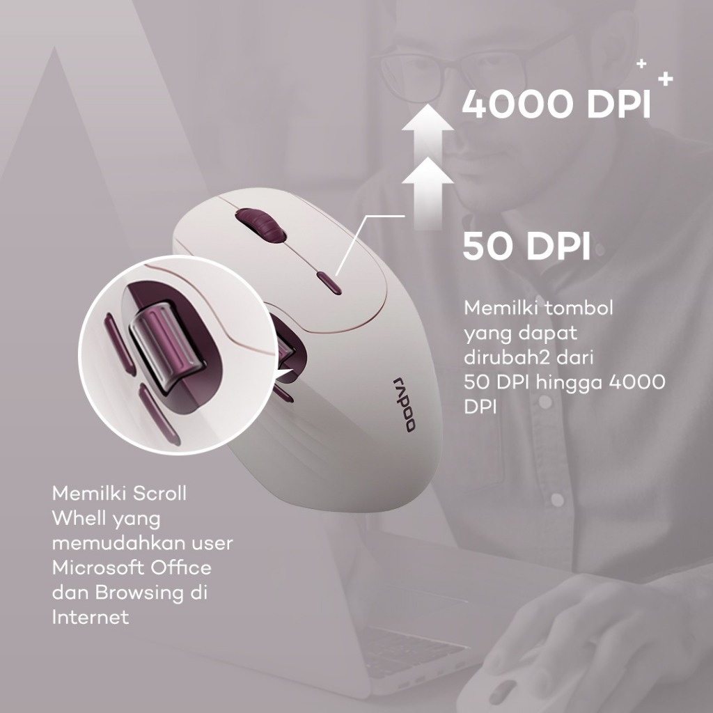 Jual RAPOO MT560 Multi-mode Wireless Mouse With Thumb Wheel / Side ...