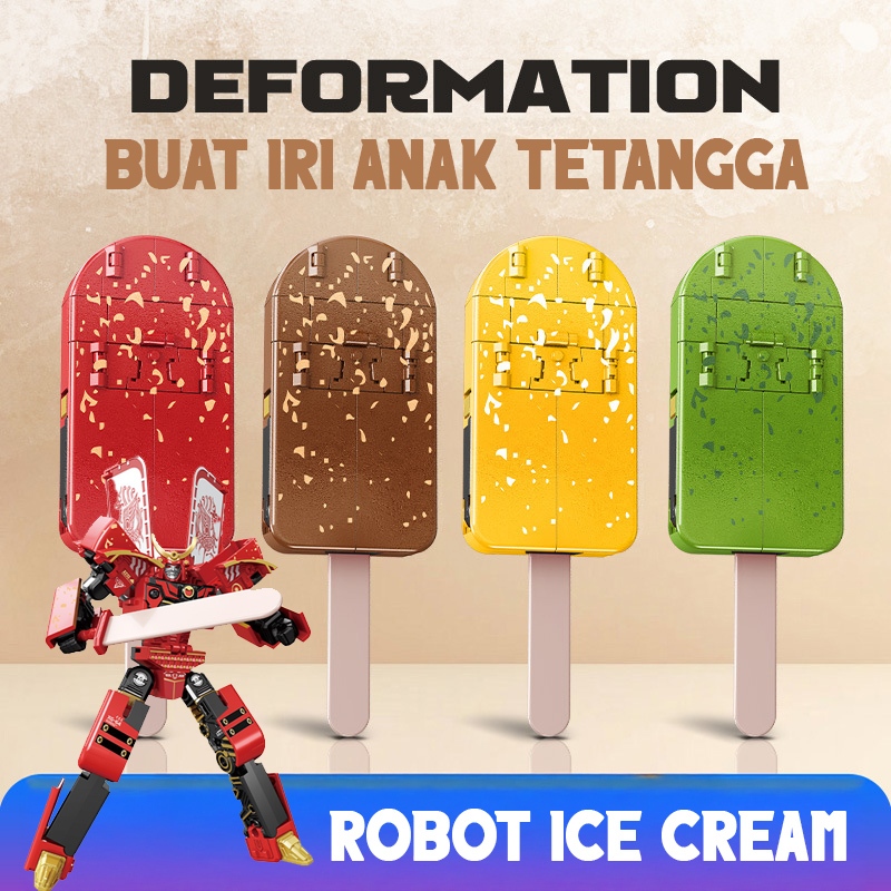 Jual Robot Ice Cream Transformation Toy Popsicle Mecha Hadiah Kado ...