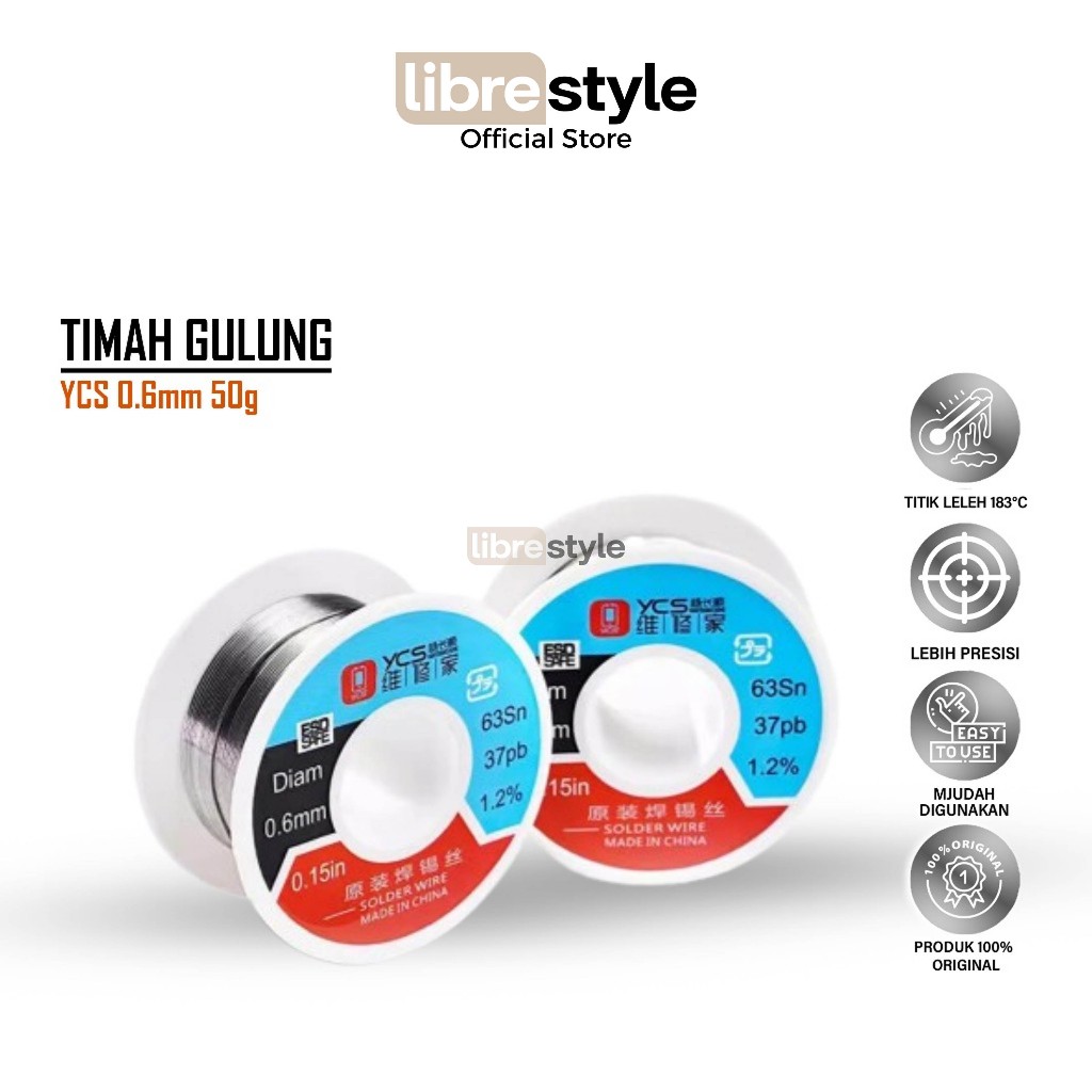 Jual YCS TIMAH GULUBG 0.6MM 50G ORIGINAL - KAWAT TIMAH SOLDER YCS 0.6MM ...