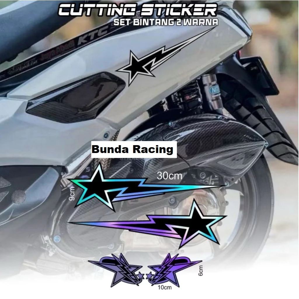 Jual [1 Set Isi 4] Sticker Bintang Petir Cutting Stiker Kanan Kiri ...