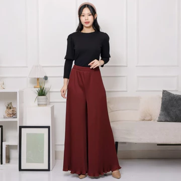 Celana Kulot Plisket Wavy Celana Kulot Flowy Pleated Cullote Pants Kulot Big Size