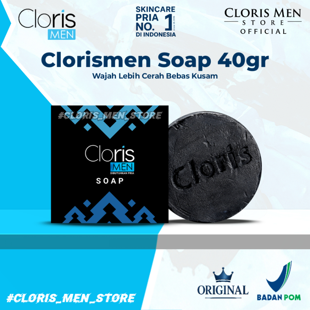 Clorismen Soap 40gr Original – Sabun Wajah Pria Anti Jerawat, Hilangkan Komedo & Atasi Kulit Kusam
