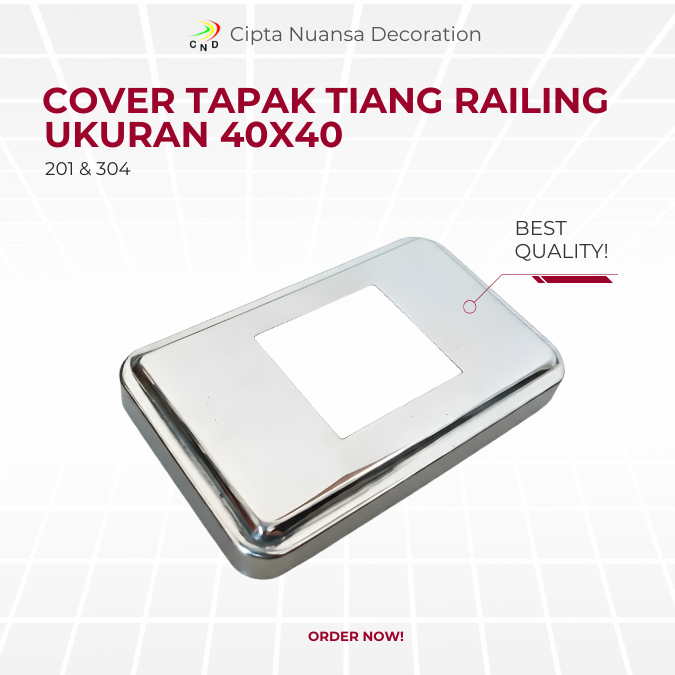 Jual Tutup Tapak Tiang Railing 40X40 Stainless 201 304 Tangga Balkon ...