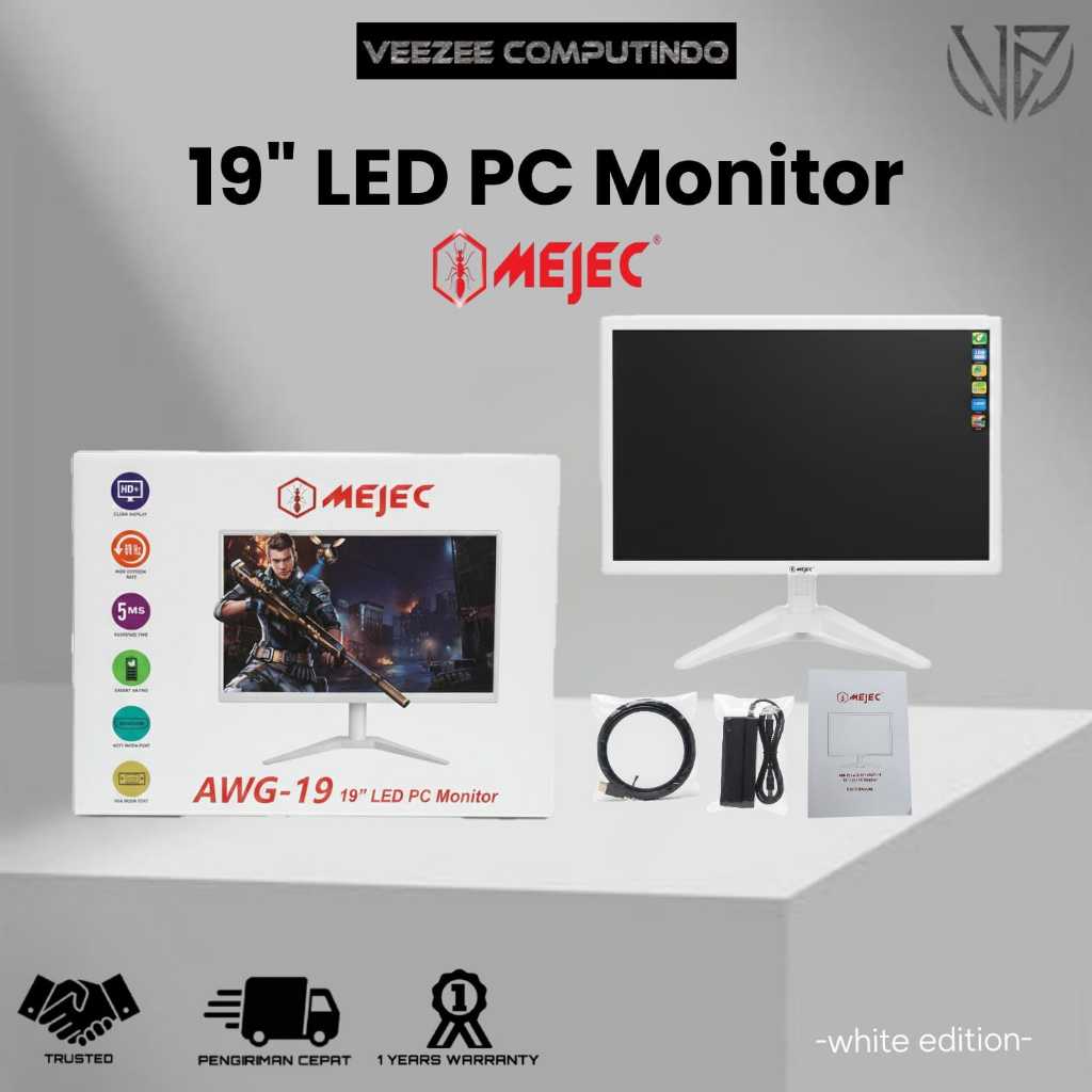 MEJEC AWG-19 Monitor LED PC 19 Inch VGA HDMI HD White Edition