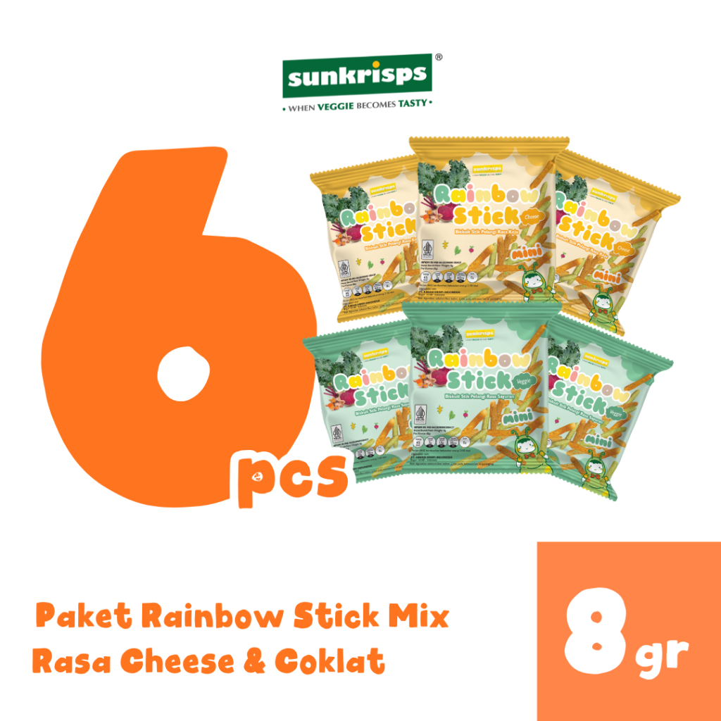 Jual ISI 6 PCS - Paket SUNKRISPS Mini Rainbow Stick 8 gram | Shopee ...